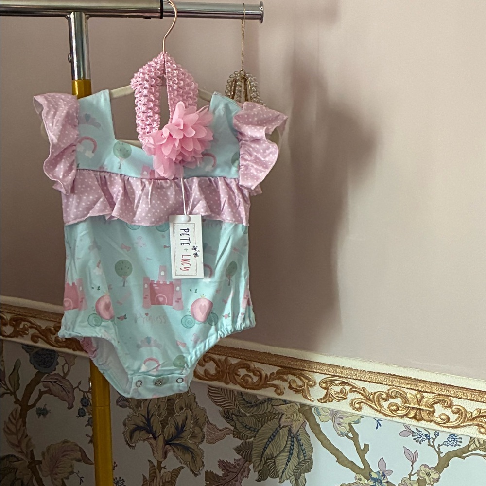Adorable Pink and Blue Baby Romper